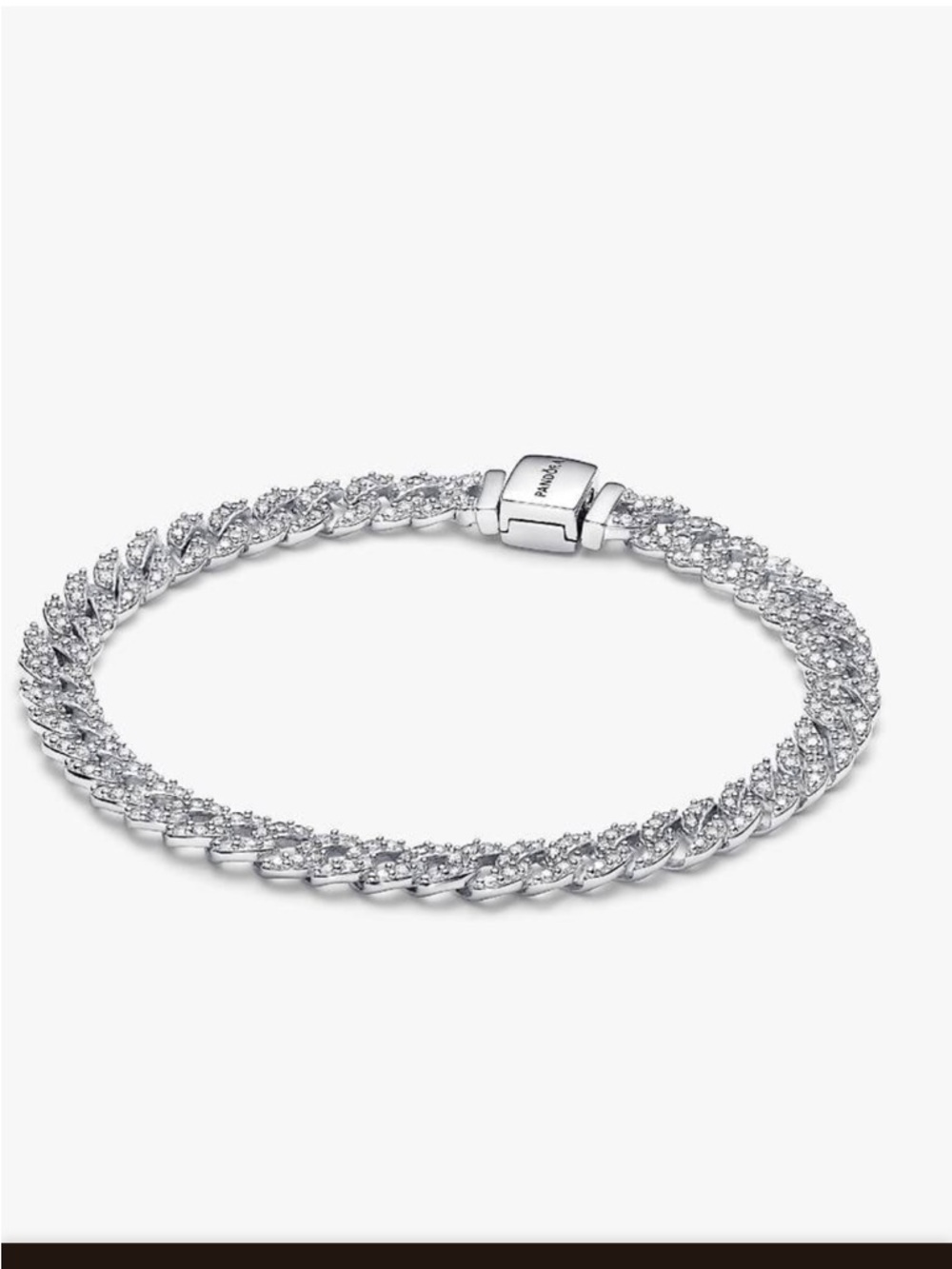 Pandora Sparkling Silver CZ Cuban Link Bracelet